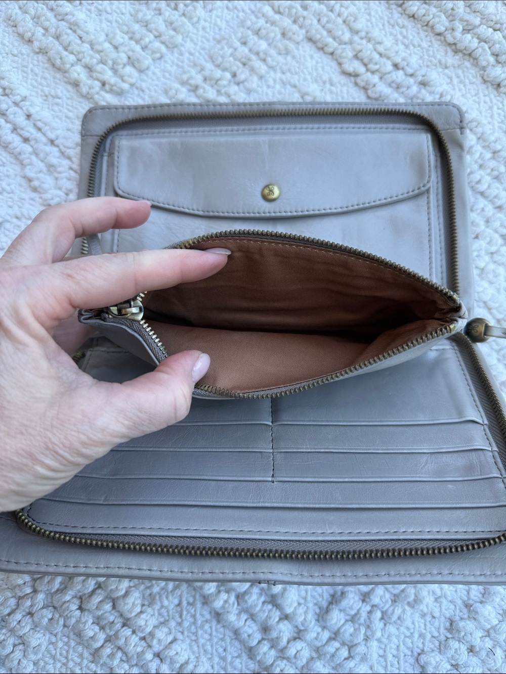 Hobo Leather Wristlet Wallet - Gray - Picture 7 of 10